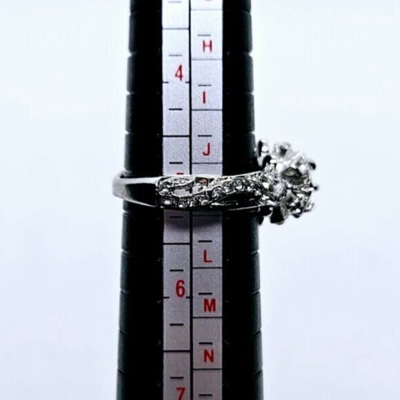 White Gold Tone Mosaic Diamond Anniversary / Engagement Ring NWT - Picture 8 of 9